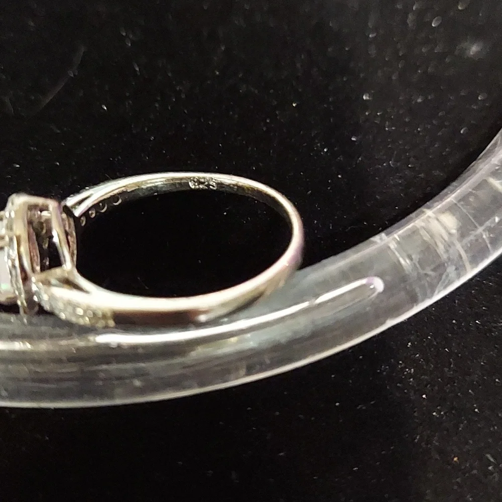Sterling 925 opalescent and cubic zirconia ring Size 7 - Picture 2 of 4